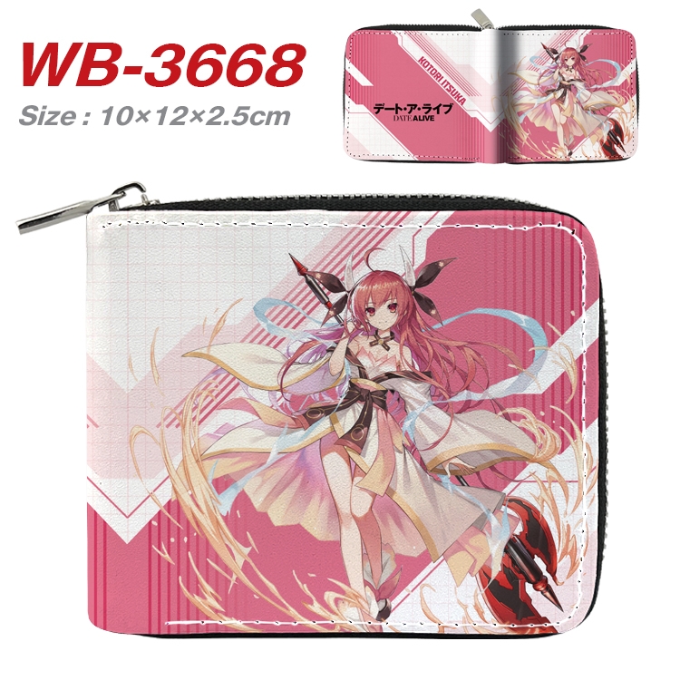Date-A-Live Anime full color pu all-inclusive zipper short wallet 10X12X2.5CM WB-3668A