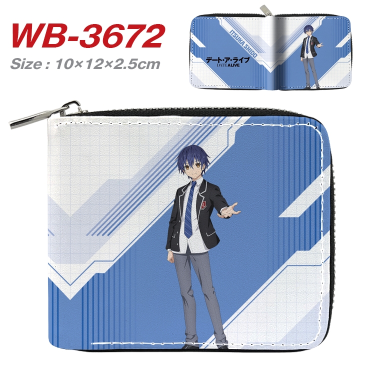 Date-A-Live Anime full color pu all-inclusive zipper short wallet 10X12X2.5CM WB-3672A