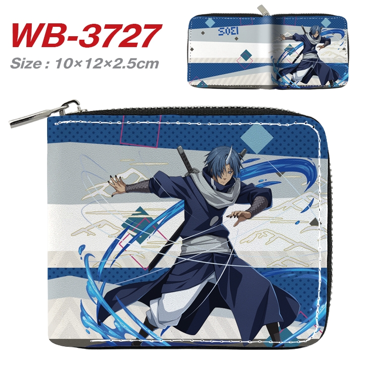 That Time I Got Slim Benimaru Shion Anime full color pu all-inclusive zipper short wallet 10X12X2.5CM WB-3727A