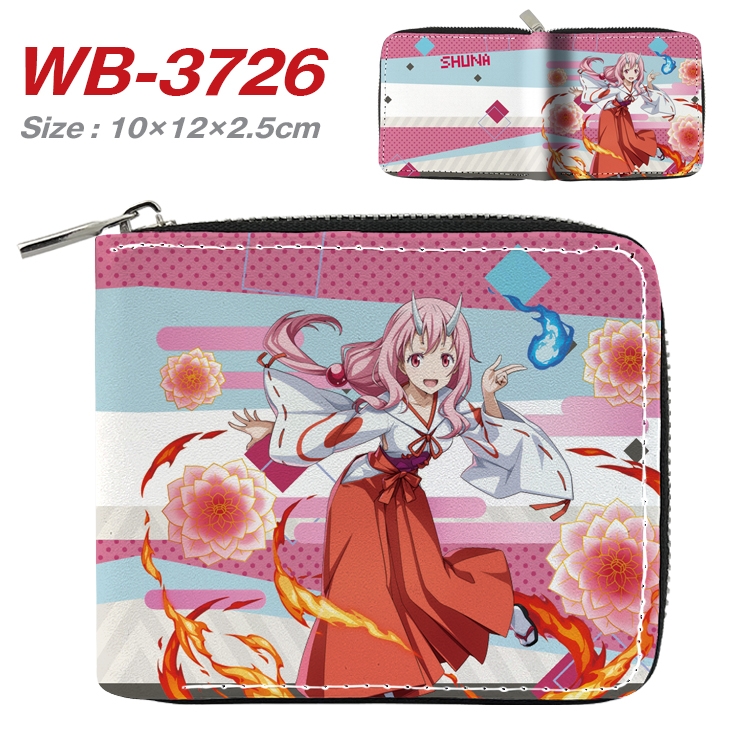 That Time I Got Slim Benimaru Shion Anime full color pu all-inclusive zipper short wallet 10X12X2.5CM WB-3726A