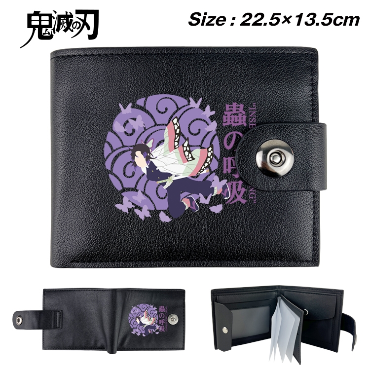 Demon Slayer Kimets Anime Leather Magnetic Buckle Two-fold Card Holder Wallet 22.5X13.5CM 