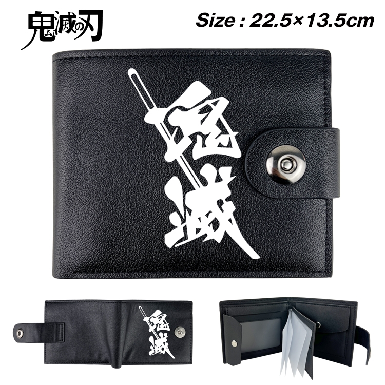 Demon Slayer Kimets Anime Leather Magnetic Buckle Two-fold Card Holder Wallet 22.5X13.5CM 