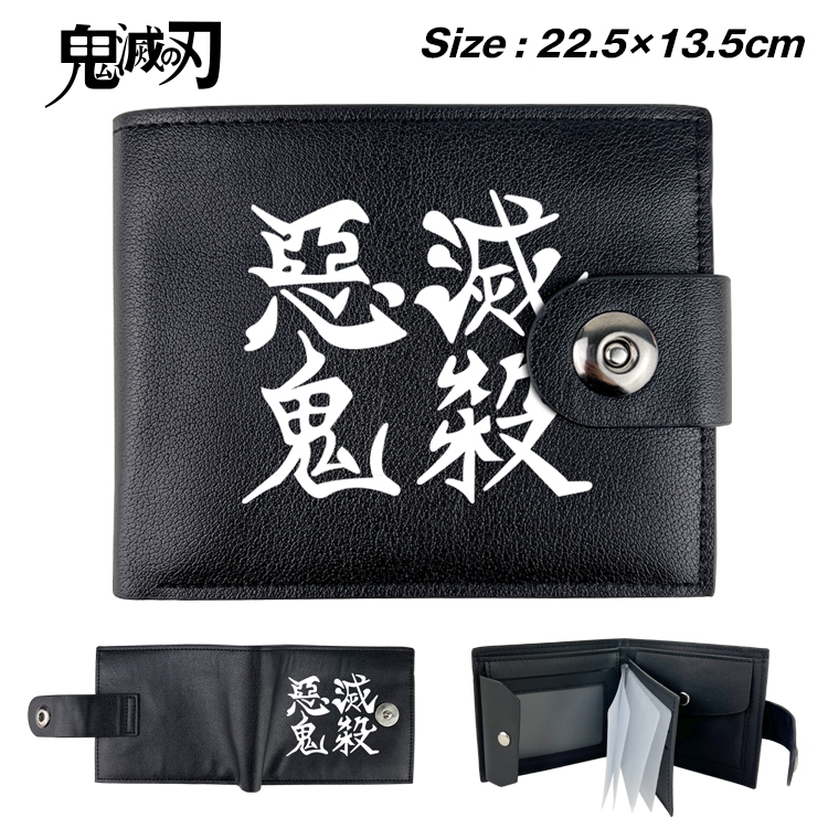 Demon Slayer Kimets Anime Leather Magnetic Buckle Two-fold Card Holder Wallet 22.5X13.5CM 