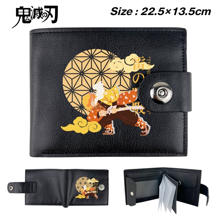 Demon Slayer Kimets Anime Leather Magnetic Buckle Two-fold Card Holder Wallet 22.5X13.5CM 