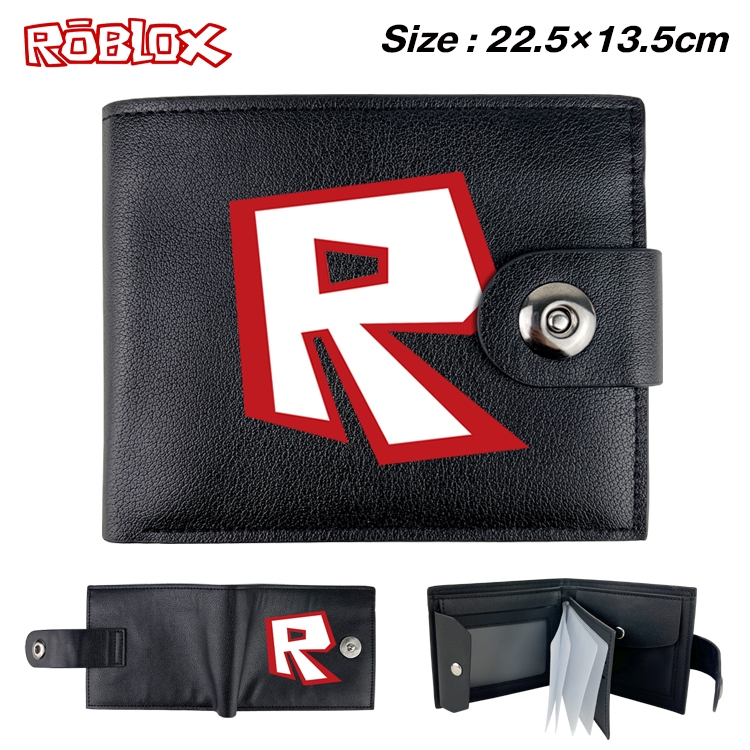 Robllox Anime Leather Magnetic Buckle Two-fold Card Holder Wallet 22.5X13.5CM 