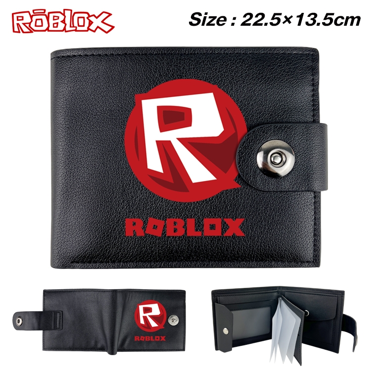 Robllox Anime Leather Magnetic Buckle Two-fold Card Holder Wallet 22.5X13.5CM 