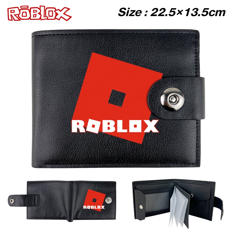 Robllox Anime Leather Magnetic Buckle Two-fold Card Holder Wallet 22.5X13.5CM 