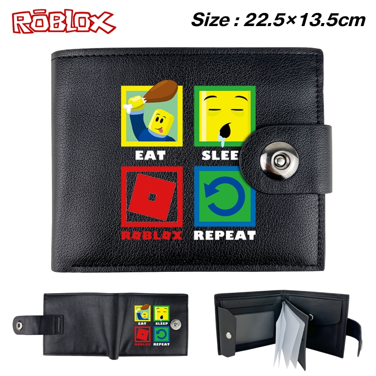 Robllox Anime Leather Magnetic Buckle Two-fold Card Holder Wallet 22.5X13.5CM 