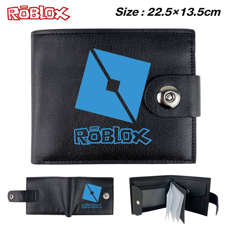 Robllox Anime Leather Magnetic Buckle Two-fold Card Holder Wallet 22.5X13.5CM 