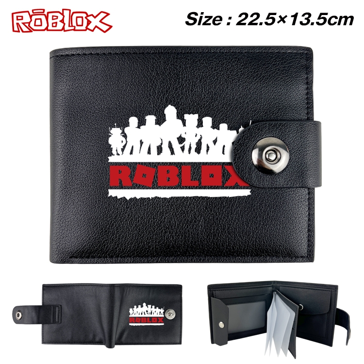 Robllox Anime Leather Magnetic Buckle Two-fold Card Holder Wallet 22.5X13.5CM 