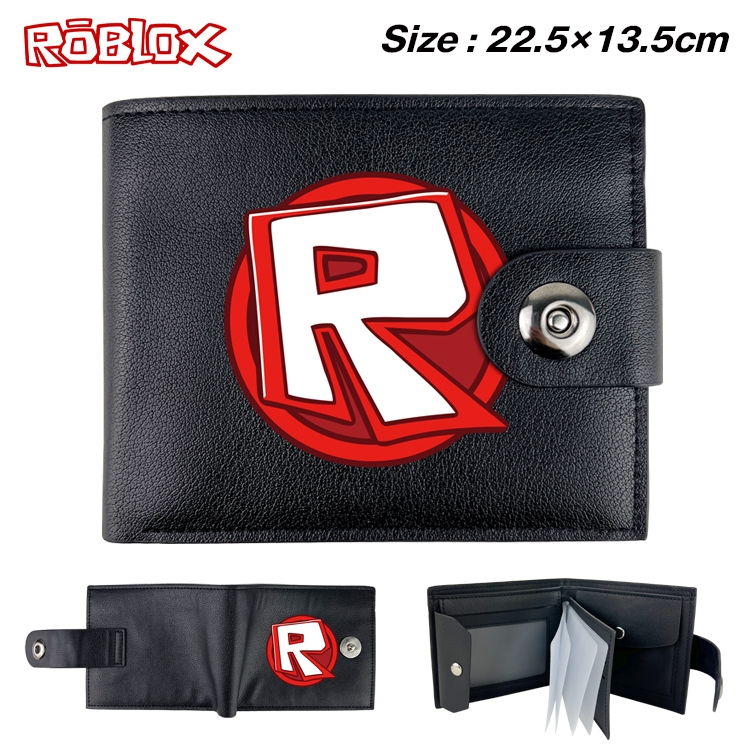 Robllox Anime Leather Magnetic Buckle Two-fold Card Holder Wallet 22.5X13.5CM 