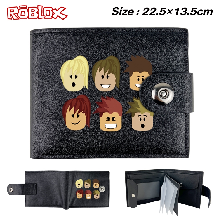 Robllox Anime Leather Magnetic Buckle Two-fold Card Holder Wallet 22.5X13.5CM 