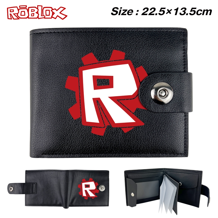 Robllox Anime Leather Magnetic Buckle Two-fold Card Holder Wallet 22.5X13.5CM 