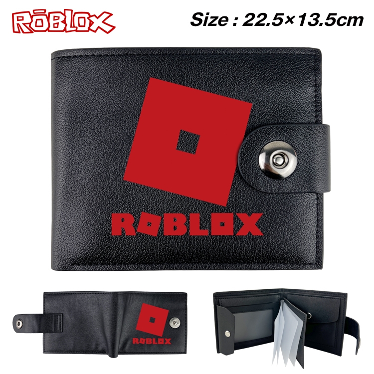 Robllox Anime Leather Magnetic Buckle Two-fold Card Holder Wallet 22.5X13.5CM 