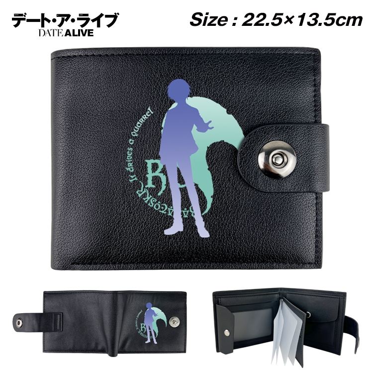 Date-A-Live Anime Leather Magnetic Buckle Two-fold Card Holder Wallet 22.5X13.5CM 