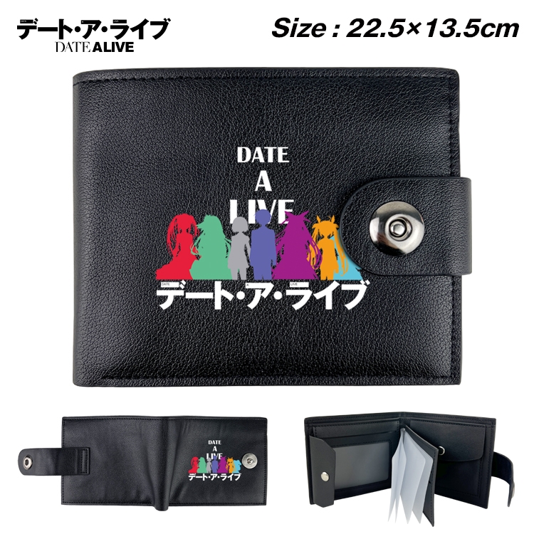 Date-A-Live Anime Leather Magnetic Buckle Two-fold Card Holder Wallet 22.5X13.5CM 
