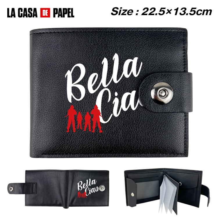 Money Heist  Anime Leather Magnetic Buckle Two-fold Card Holder Wallet 22.5X13.5CM