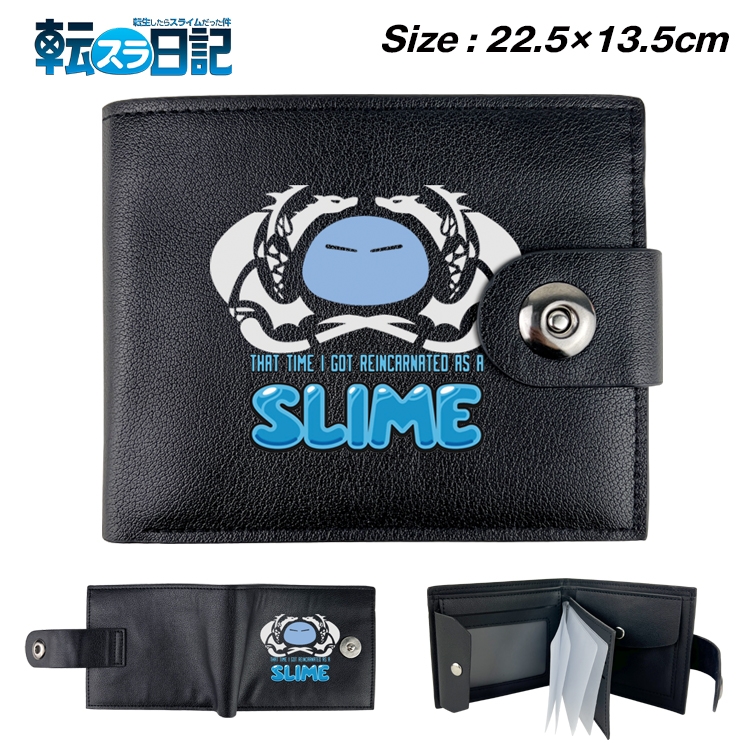 That Time I Got Slim Benimaru Shion Anime Leather Magnetic Buckle Two-fold Card Holder Wallet 22.5X13.5CM 