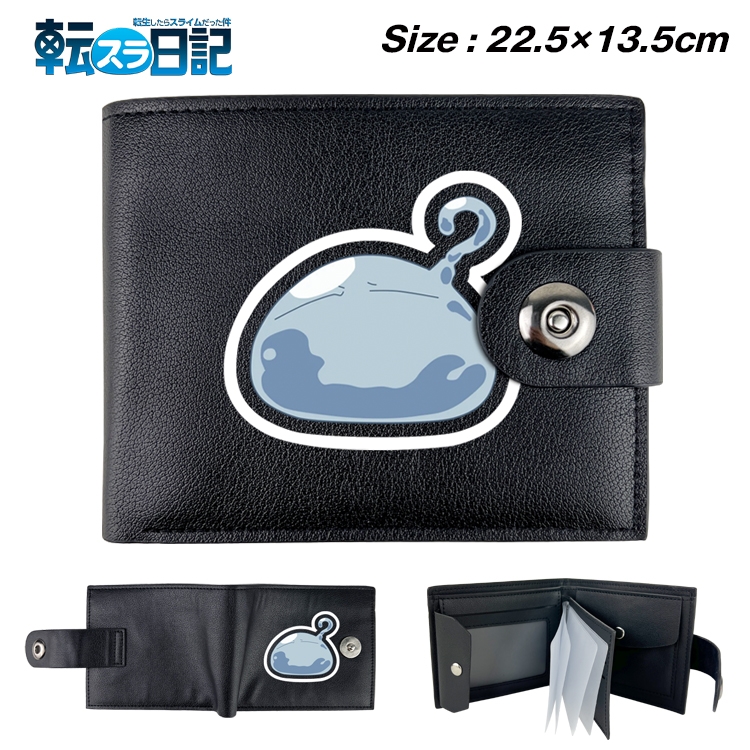 That Time I Got Slim Benimaru Shion Anime Leather Magnetic Buckle Two-fold Card Holder Wallet 22.5X13.5CM 