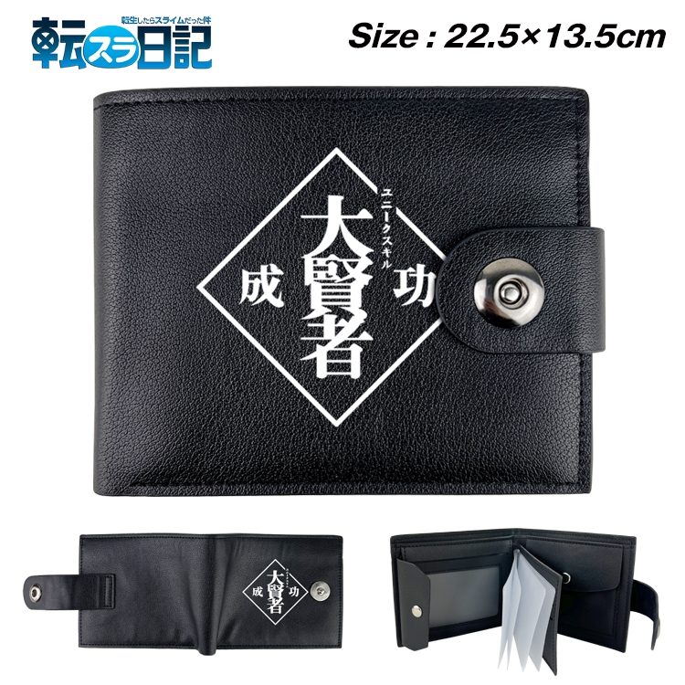 That Time I Got Slim Benimaru Shion Anime Leather Magnetic Buckle Two-fold Card Holder Wallet 22.5X13.5CM 