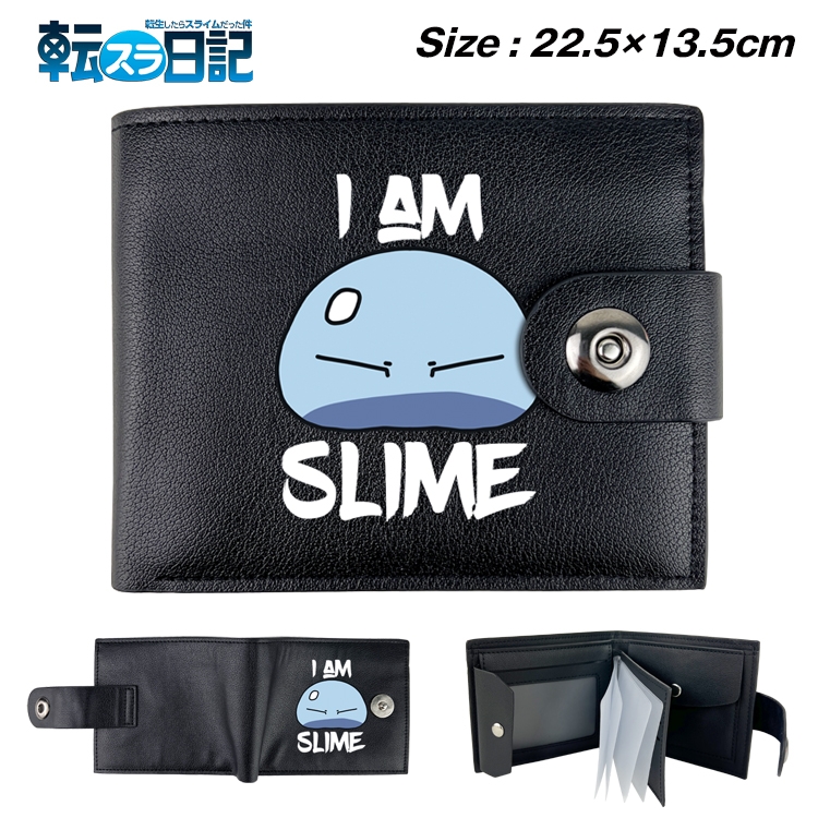 That Time I Got Slim Benimaru Shion Anime Leather Magnetic Buckle Two-fold Card Holder Wallet 22.5X13.5CM 