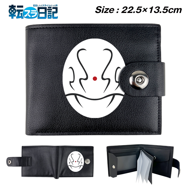 That Time I Got Slim Benimaru Shion Anime Leather Magnetic Buckle Two-fold Card Holder Wallet 22.5X13.5CM 