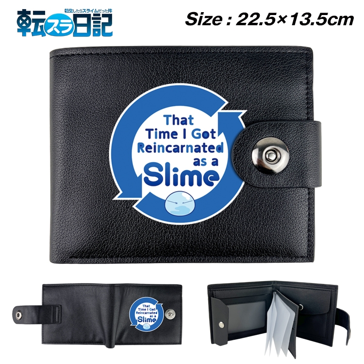 That Time I Got Slim Benimaru Shion Anime Leather Magnetic Buckle Two-fold Card Holder Wallet 22.5X13.5CM 