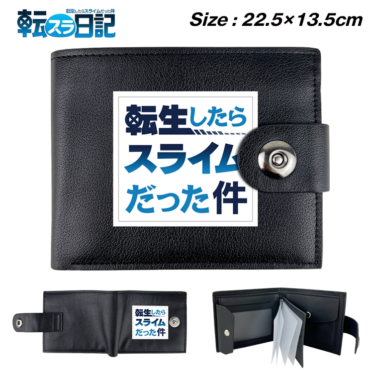 That Time I Got Slim Benimaru Shion Anime Leather Magnetic Buckle Two-fold Card Holder Wallet 22.5X13.5CM 