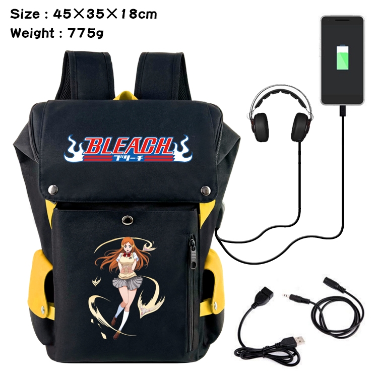 Bleach Anime Canvas Bucket Data Cable Backpack School Bag 45X35X18CM