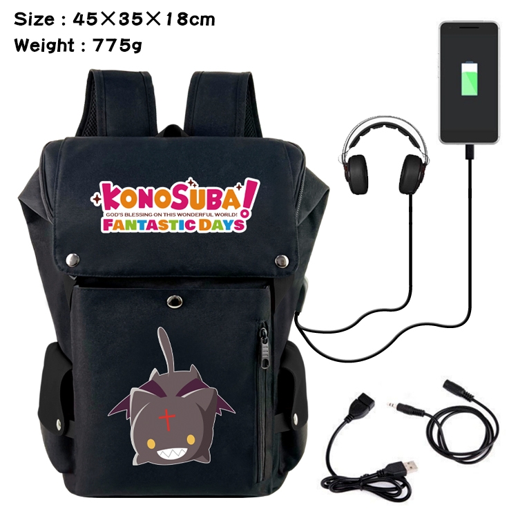 Blessings for a better world Anime Canvas Bucket Data Cable Backpack 45X35X18CM  