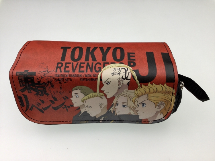 Tokyo Revengers  Double zipper PU student stationery box pencil case 20X10X7.5M