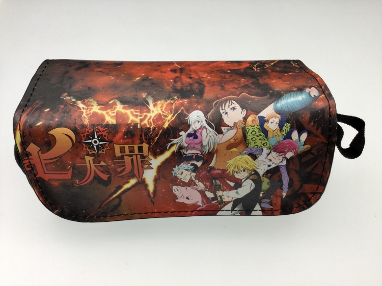 The Seven Deadly Sins Double zipper PU student stationery box pencil case 20X10X7.5M