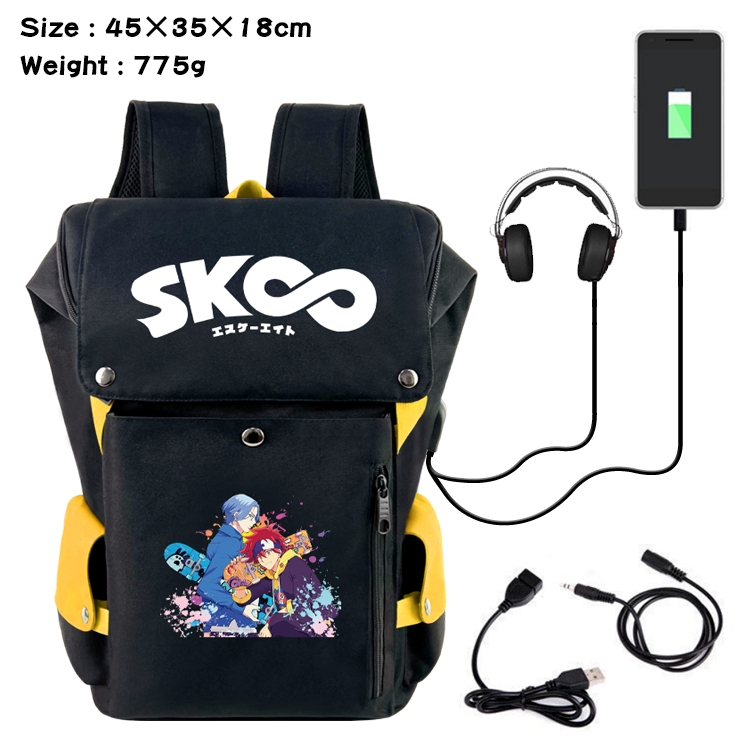 SK∞ Anime Canvas Bucket Data Cable Backpack 45X35X18CM 775G