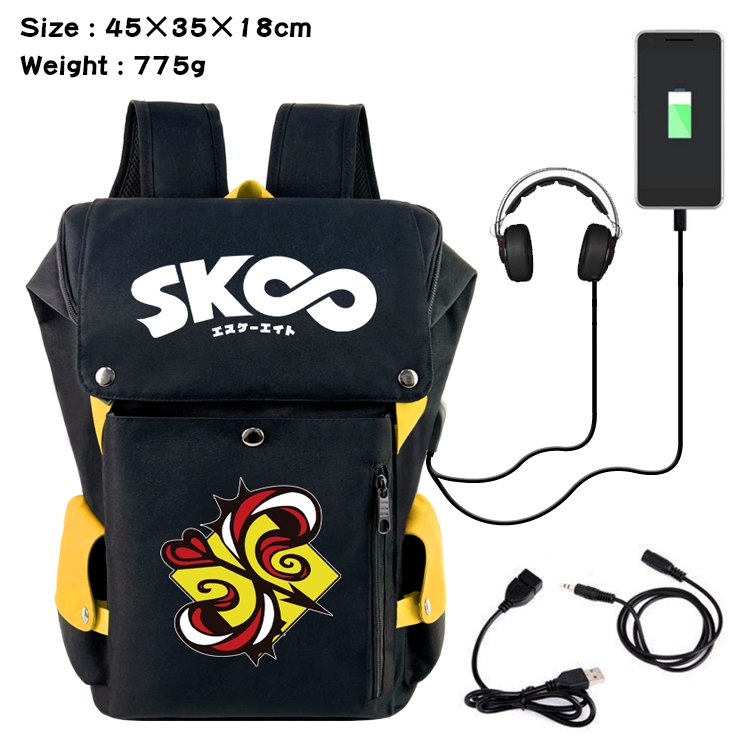 SK∞ Anime Canvas Bucket Data Cable Backpack 45X35X18CM 775G