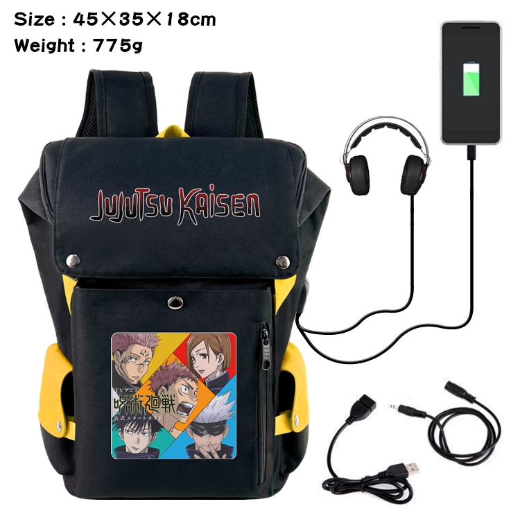 Jujutsu Kaisen  Anime Canvas Bucket Data Cable Backpack 45X35X18CM