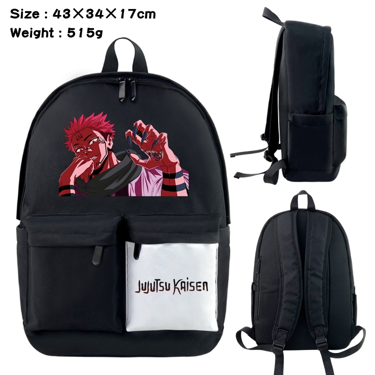 Jujutsu Kaisen Anime Black and White Classic Waterproof Canvas Backpack 43X34X17CM