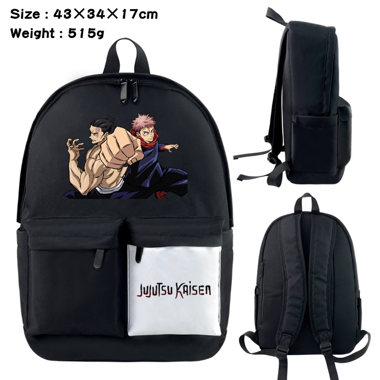 Jujutsu Kaisen Anime Black and White Classic Waterproof Canvas Backpack 43X34X17CM