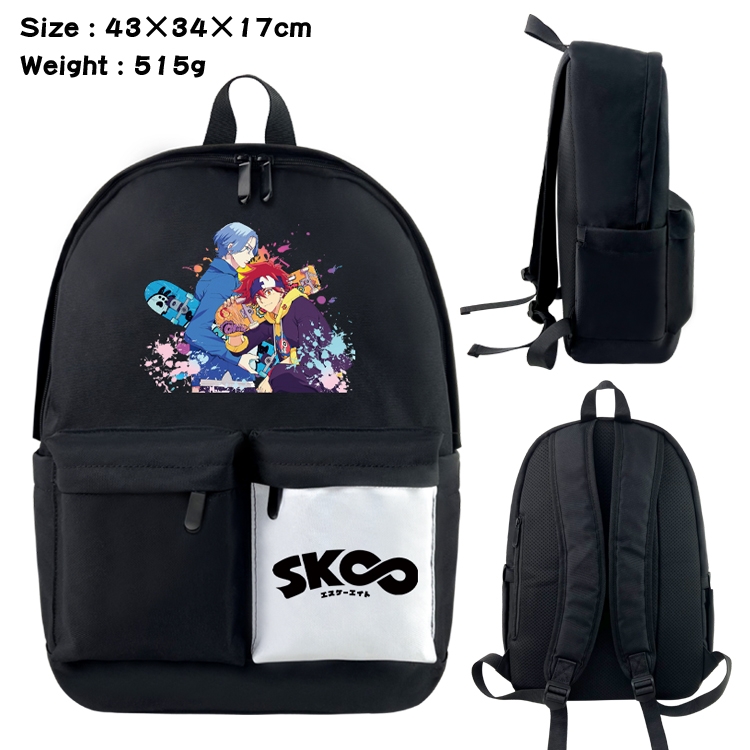 SK∞ Anime Black and White Classic Waterproof Canvas Backpack 43X34X17CM