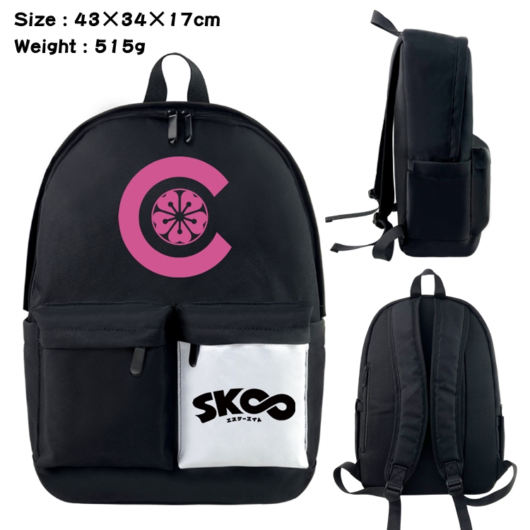 SK∞ Anime Black and White Classic Waterproof Canvas Backpack 43X34X17CM