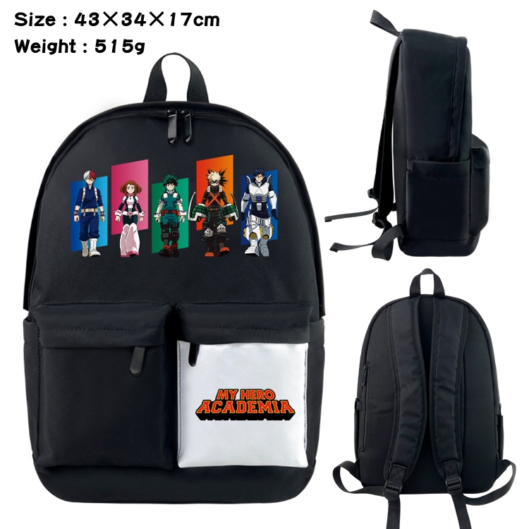 My Hero Academia Anime Black and White Classic Waterproof Canvas Backpack 43X34X17CM