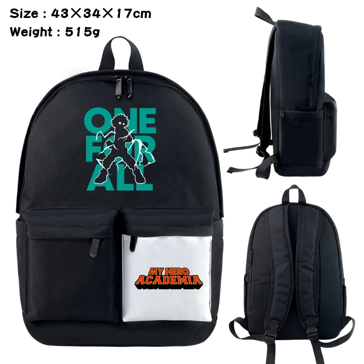 My Hero Academia Anime Black and White Classic Waterproof Canvas Backpack 43X34X17CM