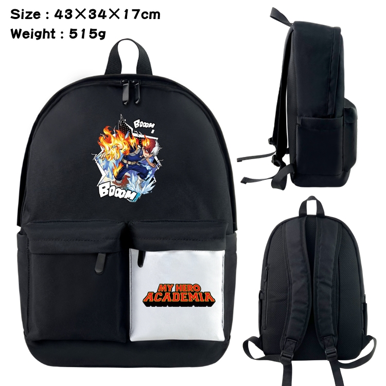 My Hero Academia Anime Black and White Classic Waterproof Canvas Backpack 43X34X17CM