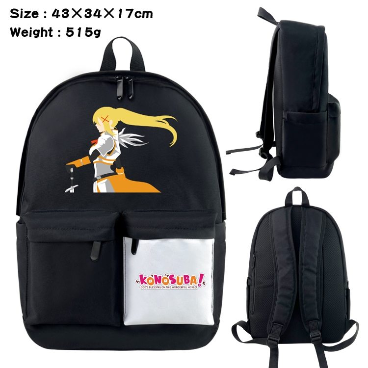 Blessings for a better world  Anime Black and White Classic Waterproof Canvas Backpack 43X34X17CM