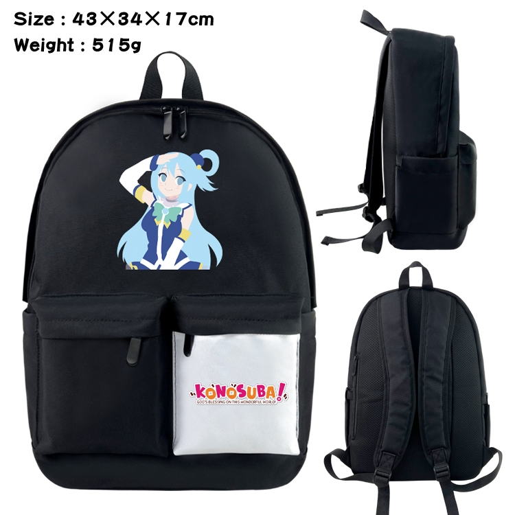 Blessings for a better world  Anime Black and White Classic Waterproof Canvas Backpack 43X34X17CM