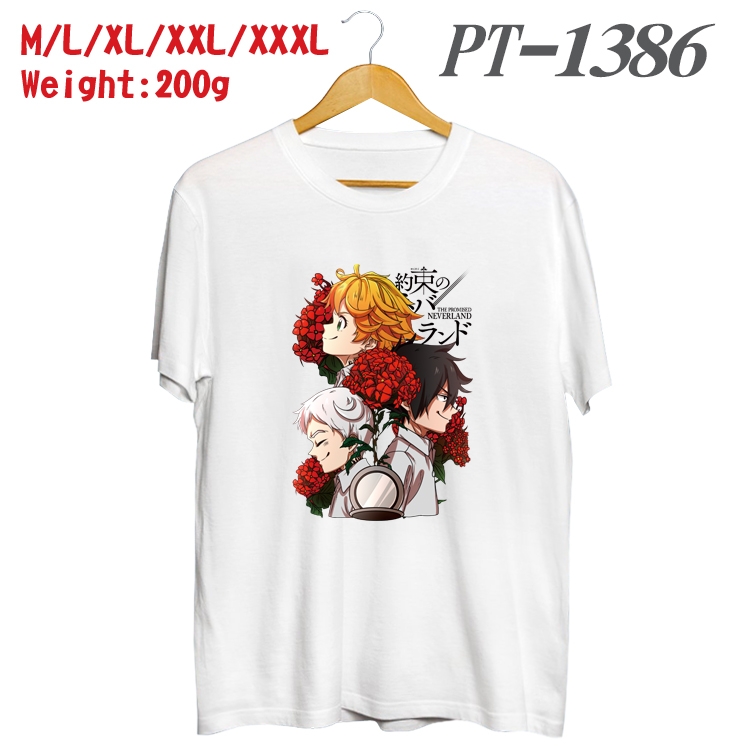 The Promised Neverla Anime Cotton Color Book Print Short Sleeve T-Shirt from M to 3XL PT1386