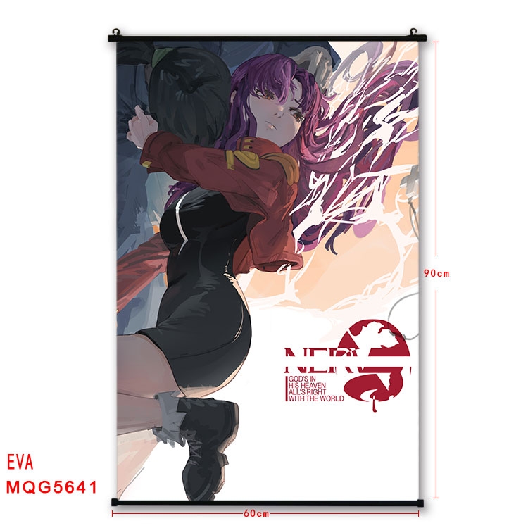 EVA Anime black Plastic rod Cloth painting Wall Scroll 60X90CM MQG-5641