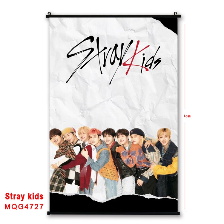 Stray Kids movie star black Plastic rod Cloth painting Wall Scroll 60X90CM  MQG-4727