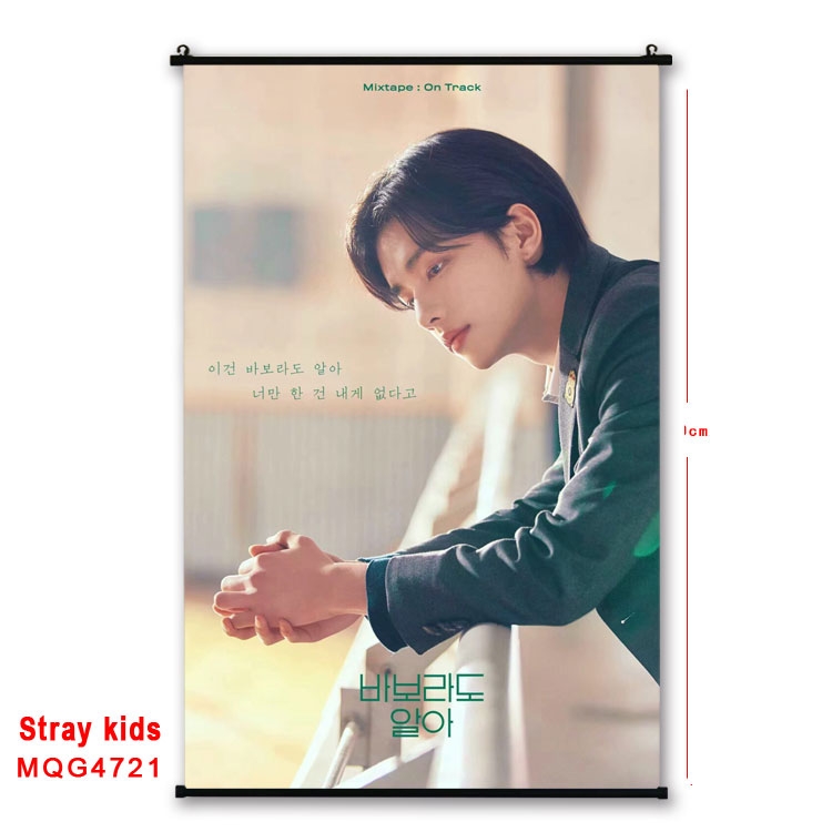 Stray Kids movie star black Plastic rod Cloth painting Wall Scroll 60X90CM MQG-4721