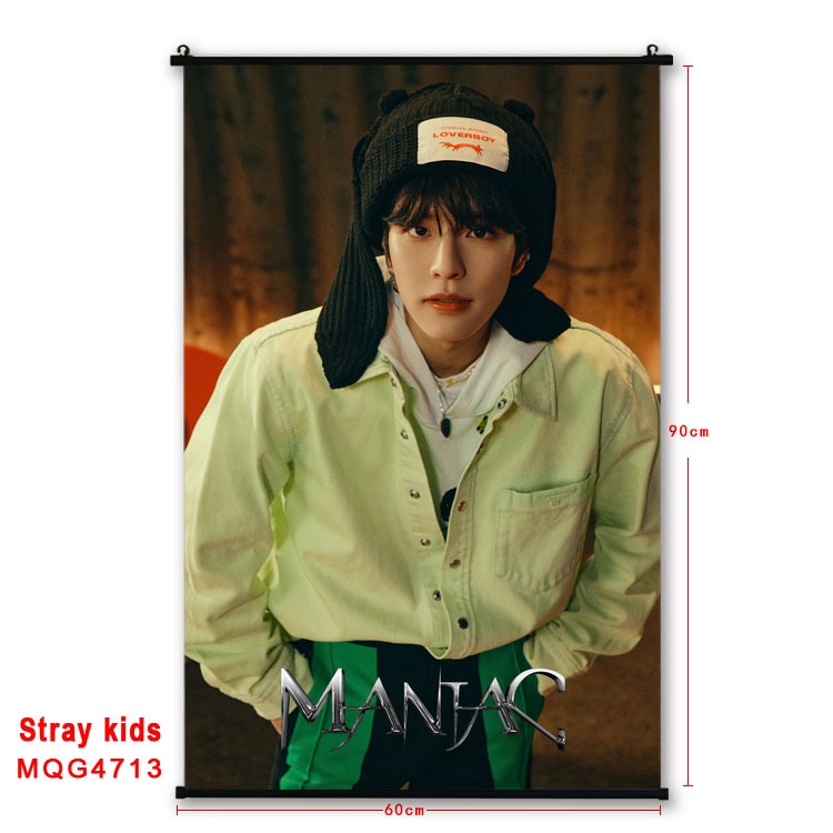 Stray Kids movie star black Plastic rod Cloth painting Wall Scroll 60X90CM  MQG-4717