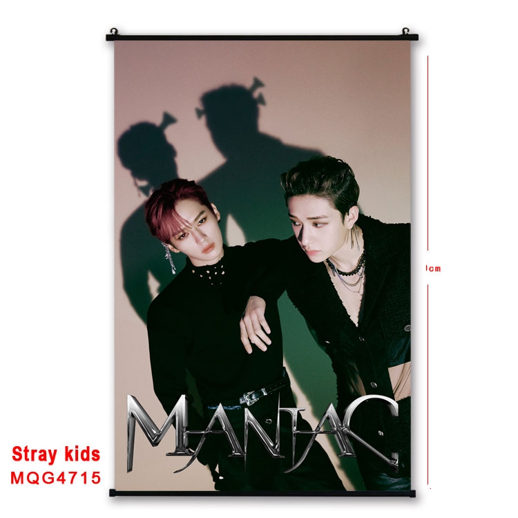 Stray Kids movie star black Plastic rod Cloth painting Wall Scroll 60X90CM  MQG-4715